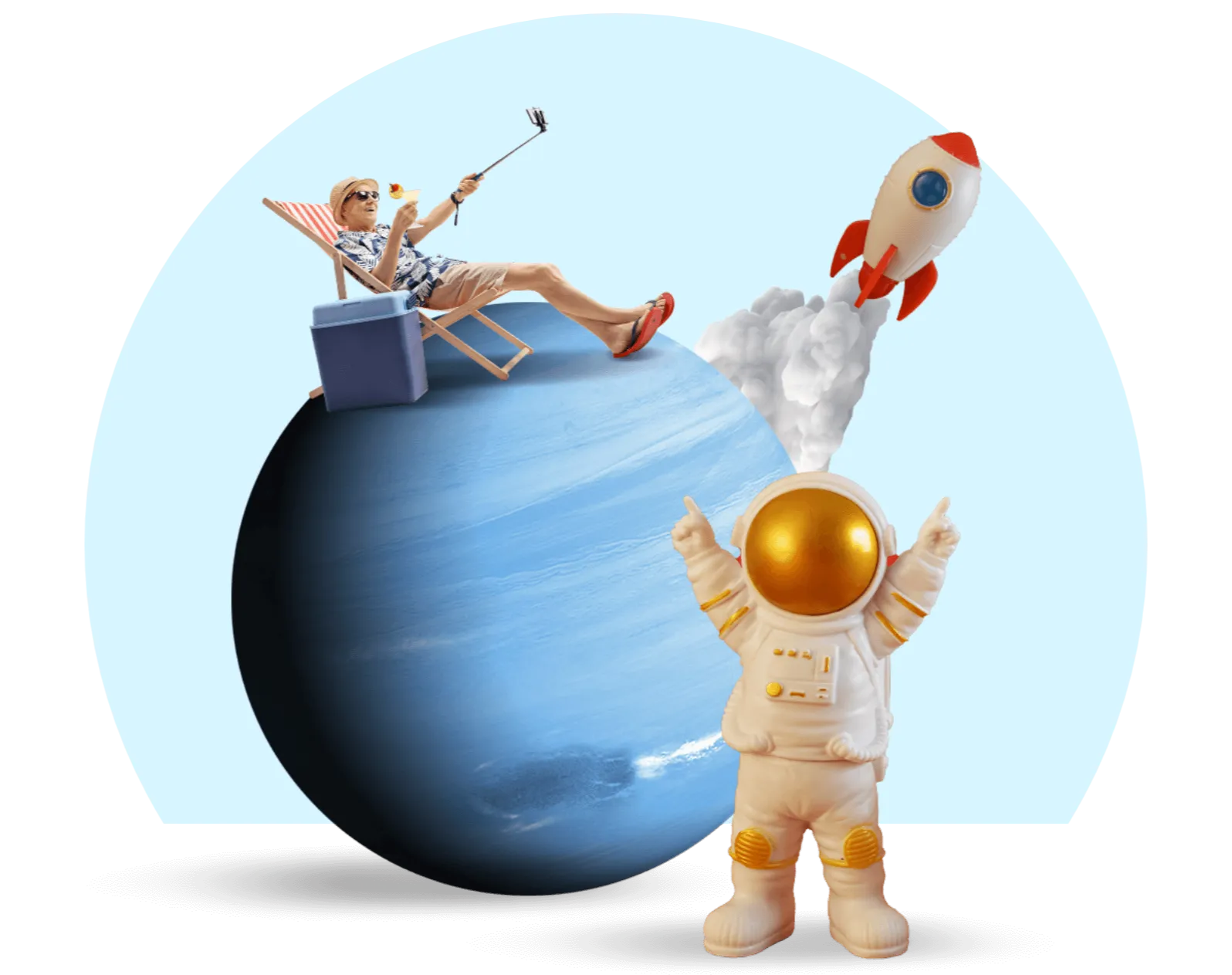 Hand holding up a tower of people